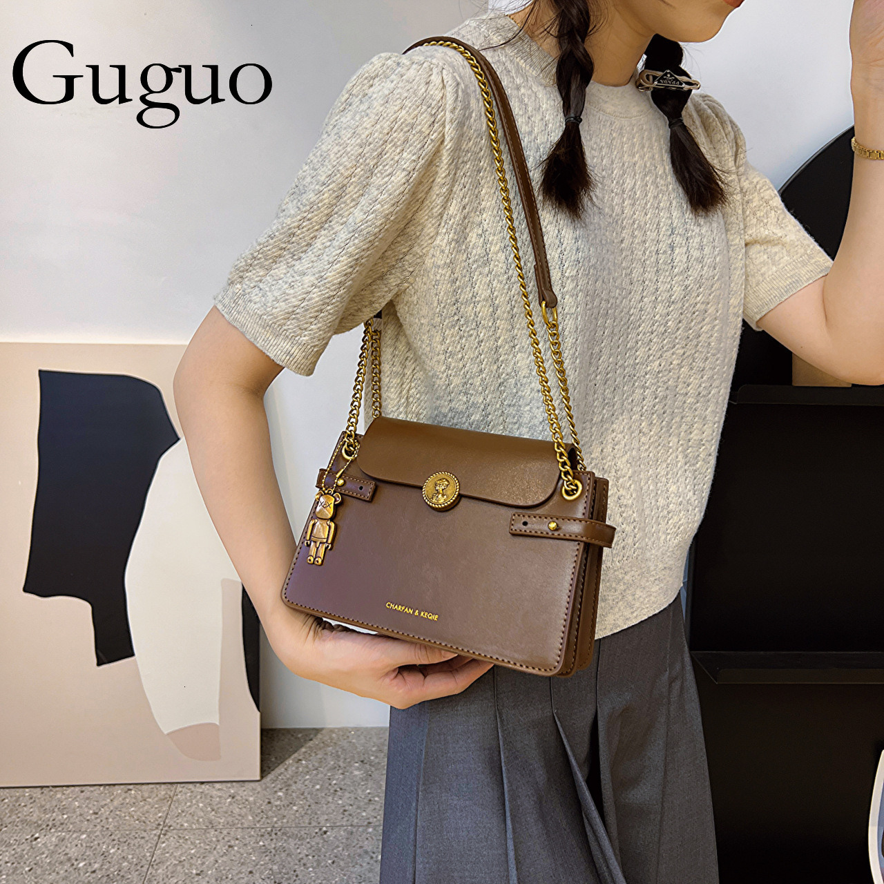Guguo Designer Bag Luxury Bag Women's Bag 2025 New Style High-quality Niche Design Internet Celebrity Shoulder Bag Crossbody Handbag Small Bag