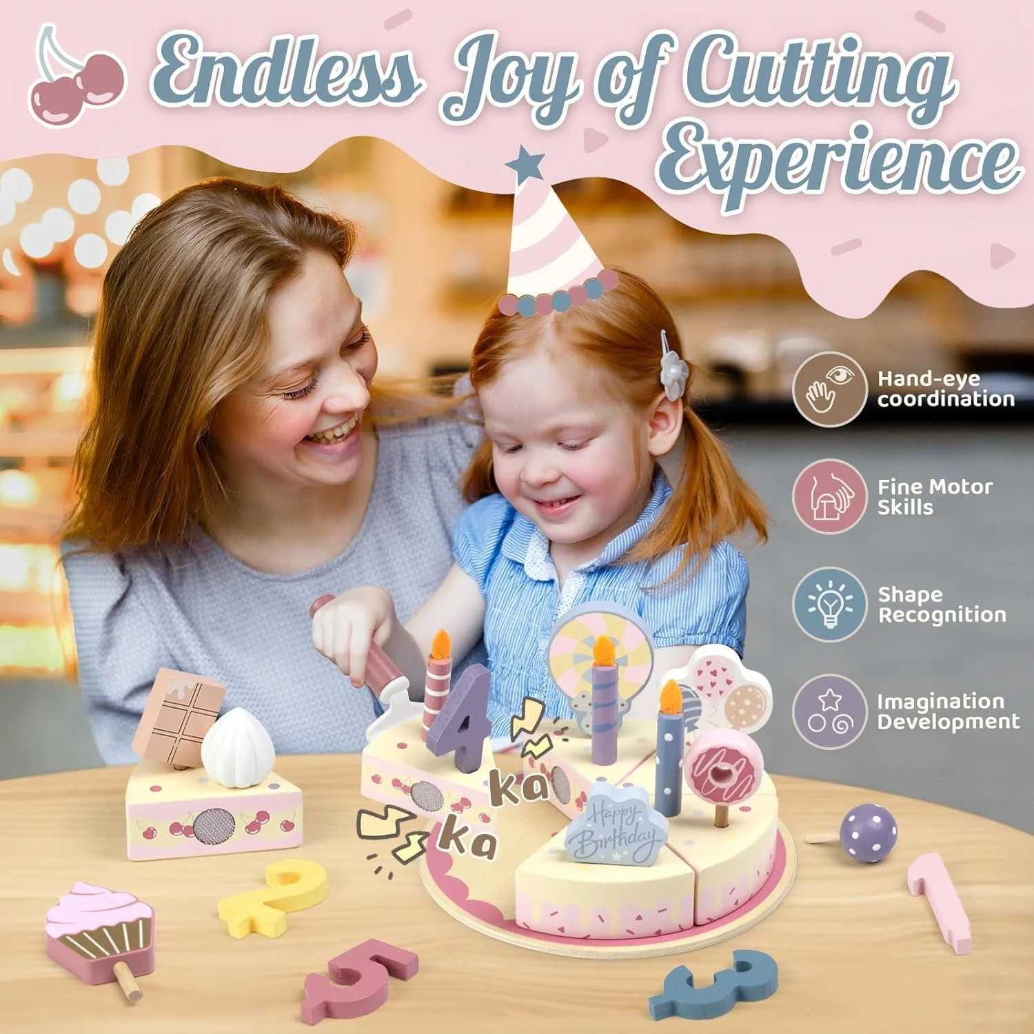 Wooden Kids Kitchen Toys Simulation Birthday Cake Toy Pretend Play Cutting Food Game Children Role Play Toy Gifts for Boy Girl C250922