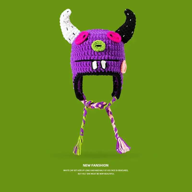 New Balaclava Monster Wool Winter Knitted Devil Hats Halloween Christmas Gifts Winter Warm Green Party Funny C Shrek Hat Y250920
