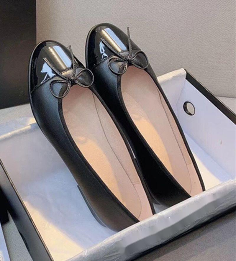 Dress designer black flat quilted leather ballet round toe women's dress shoes 35-43
