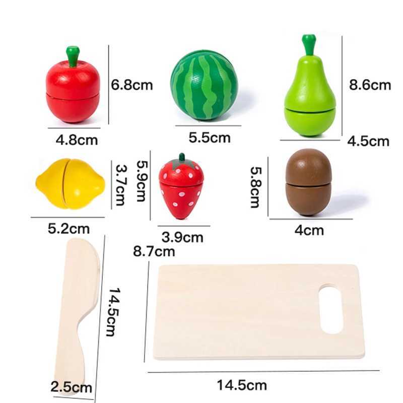Simulation Kitchen Pretend Toy Wooden Classic Game Montessori Educational Toy For Children Kids Gift Cutting Fruit Vegetable Set C2509221
