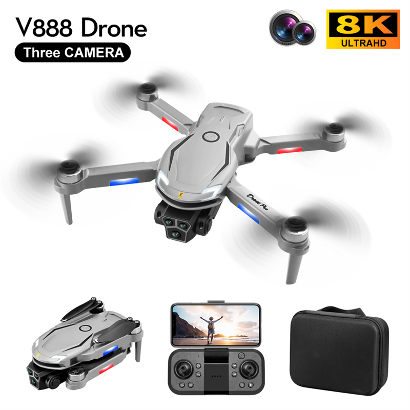 New V888 Mini Drone 4K 8K HD Camera Optical Flow Positioning Obstacle Avoidance Aerial Drones Photography Brushless Motor Foldable Aircraft