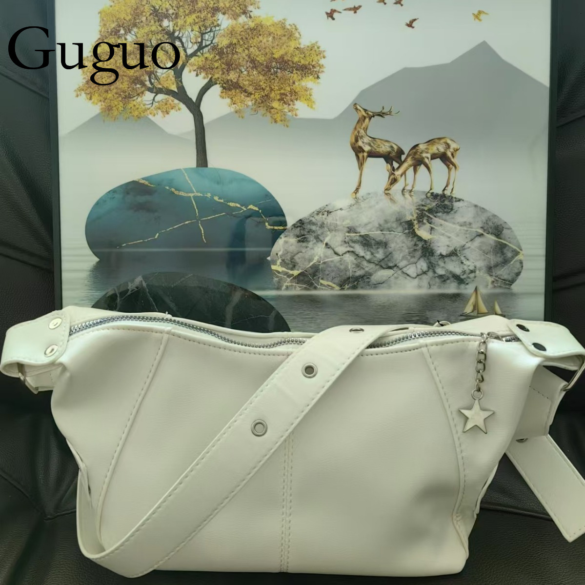 Guguo Designer Bag Niche Design Cool Girl Underarm Motorcycle Bag Women Luxury Bag 2025 New Retro Shoulder Bag Handheld Dumpling Bag