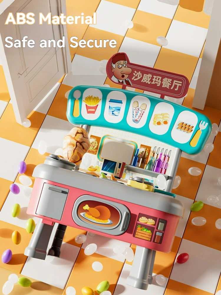 Mini Kitchen Counter Play Set DIY Simulated Cooking Food Tableware Play House Role Play Pretend Game Toy Gift Kid Boy Children C250922