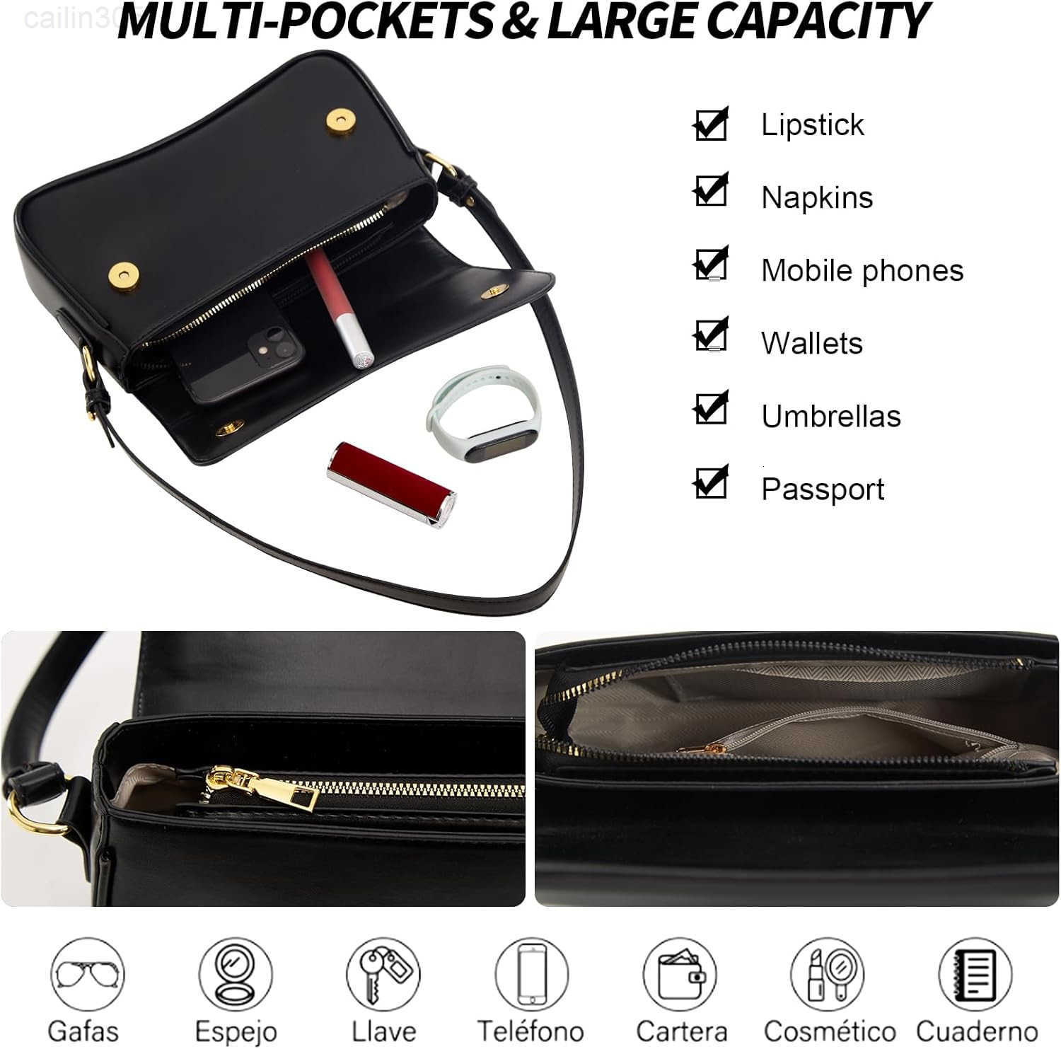 Shoulder Bag for Women Purse Leather Hobo Handbags Clutch Saddle Bags Trendy Underarm Bag with 2 Removable Strap Z250922