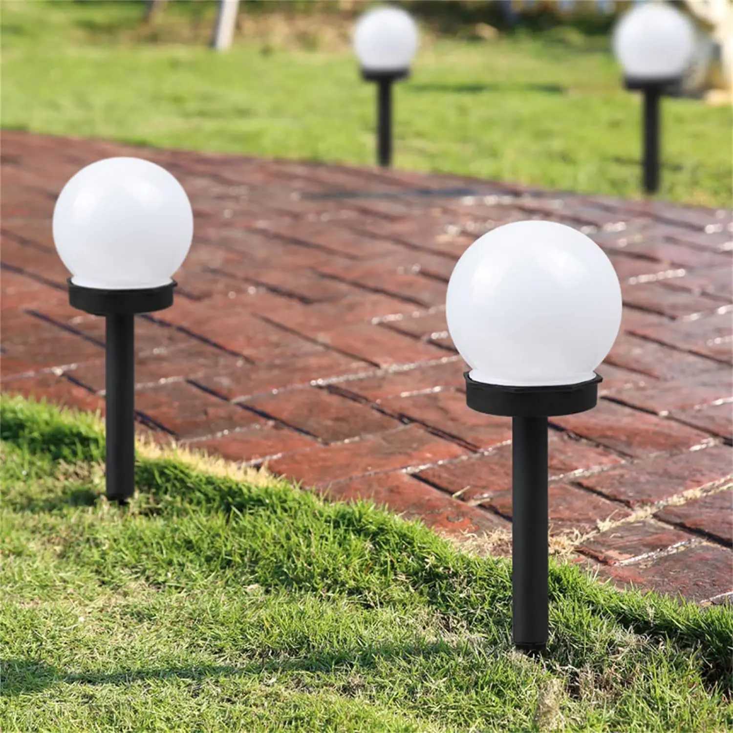 Outdoor Solar White Ball Ground Plugin Lamp Courtyard Decoration Lawn Lamp Waterproof Garden Landscape Lamp Round Ball Lamp C250922