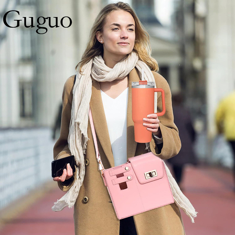 Guguo Designer Bag Hot-selling Outdoor Portable Beverage Bottle Water Cup Bag 2024 New Pink Large Insulated Cup Single Luxury Bag Shoulder Crossbody B