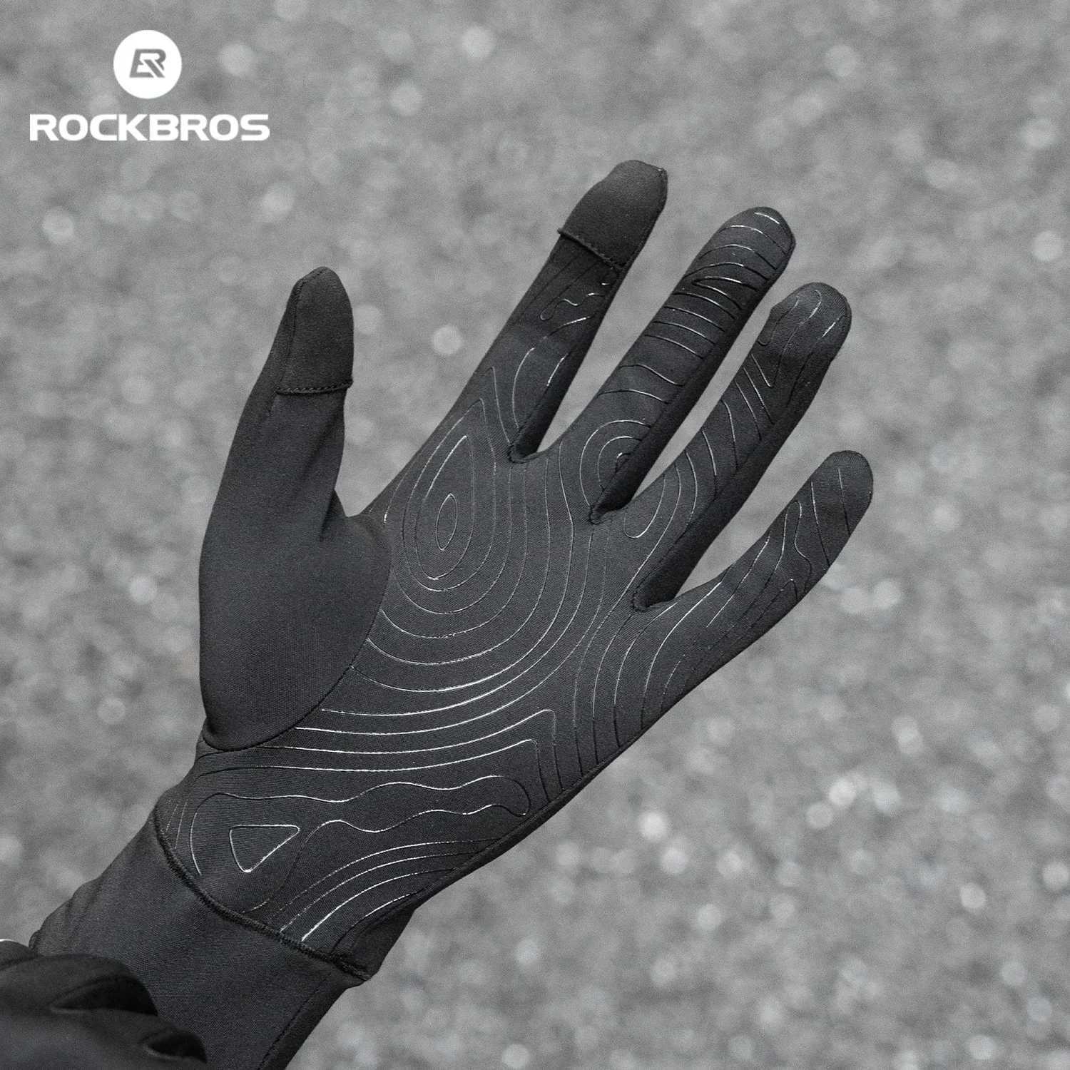 ROCKBROS Cycling Glove Spring Autumn Bike Pair Nonslip Long Finger Style Fleece Lining Warmer Option Windproof Riding Design J2509221
