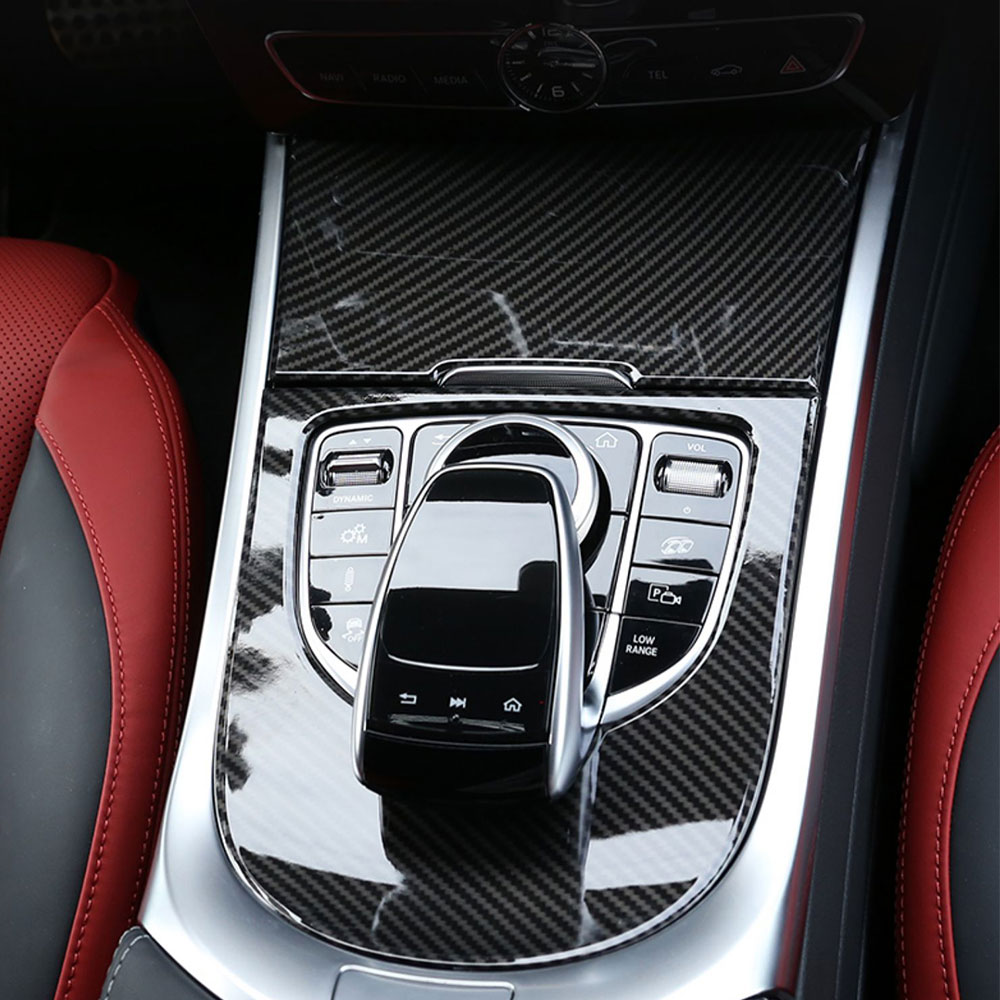 Car Carbon Fiber Center Console Gear Shift Panel Cover Trim For Mercedes Benz G-Class W464 G63 AMG G550 G500 2019-2025 Benz Accessories