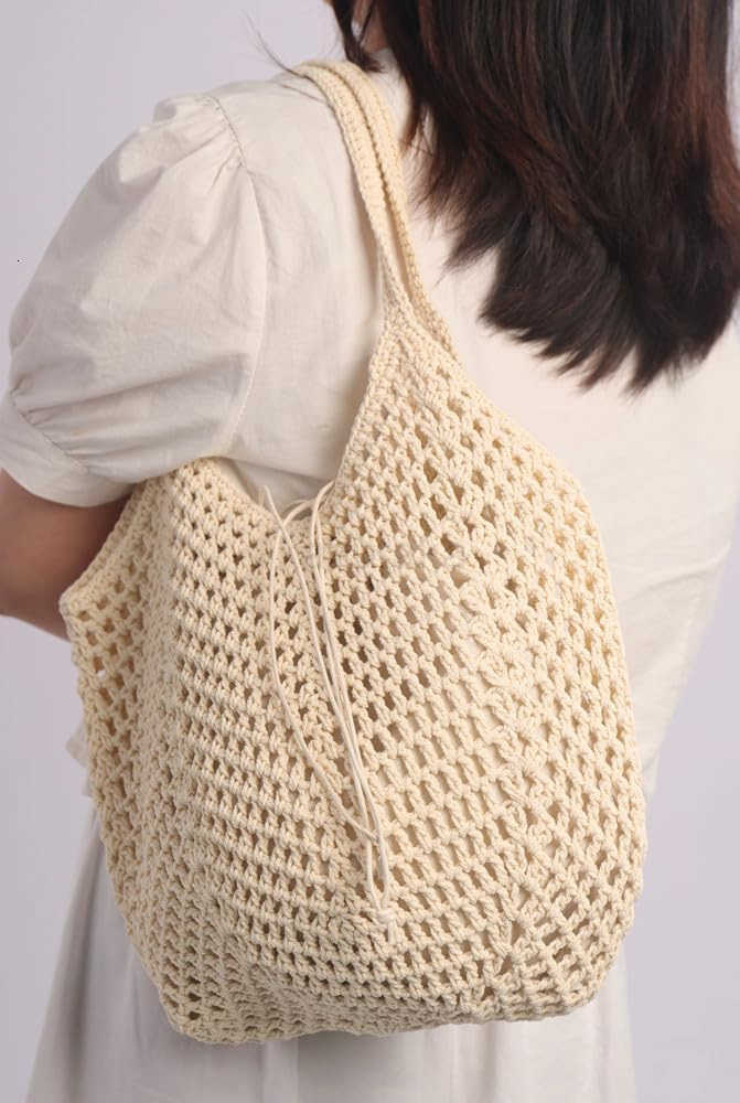 Sither Crochet Bags for Women Summer Beach Travel Mesh Bag Handbags Knit Hollow Hobo Bag for Gift Z250922