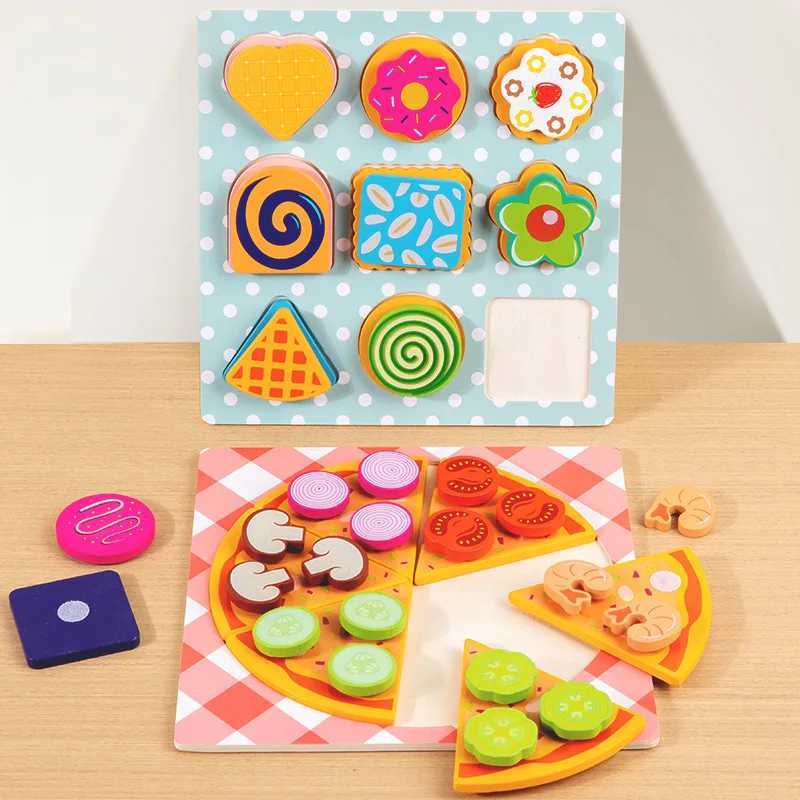 Childrens Wooden Simulation Pizza Cookies Pairing Puzzle Sticky Fun Early Education Puzzle Toy C250922