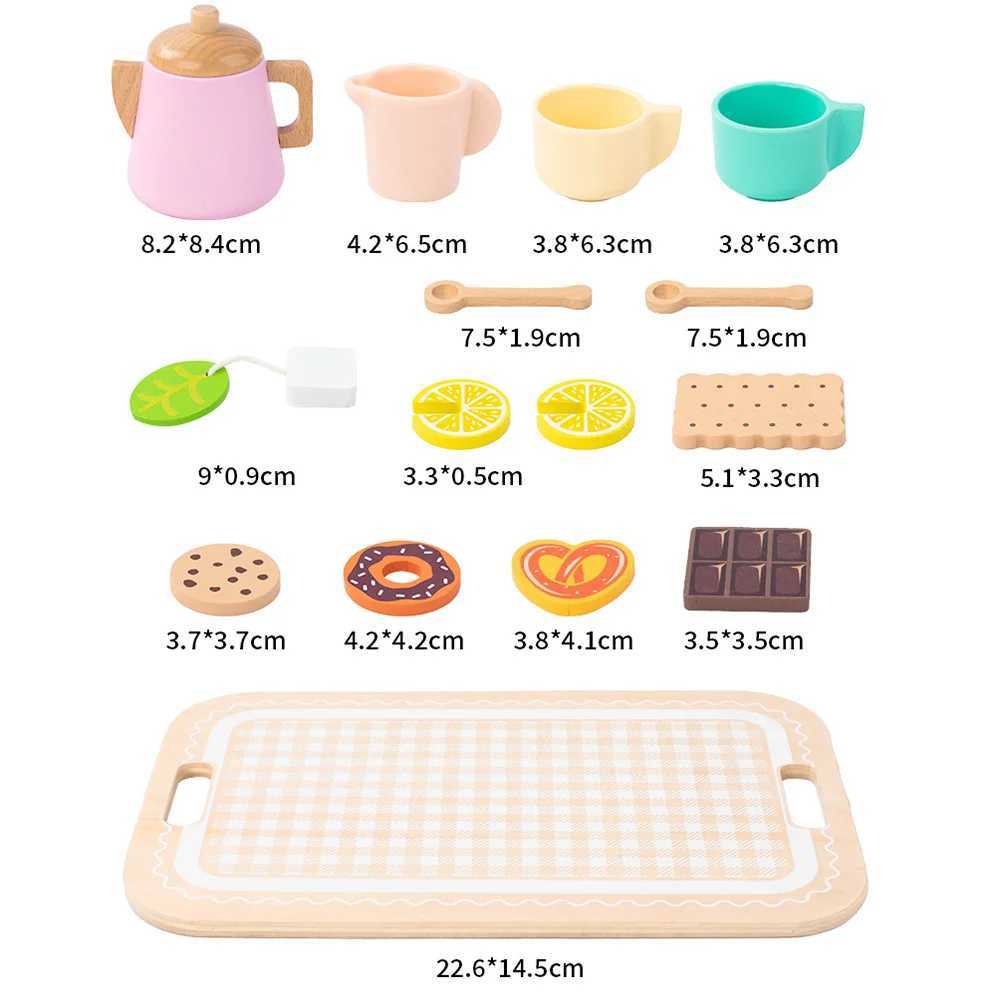 Tea Sets for Toddlers Wooden Play House Pretend Food Toy Sets for Kids Kitchen Accessories Party Role Playing Toys Girls Gift C250922