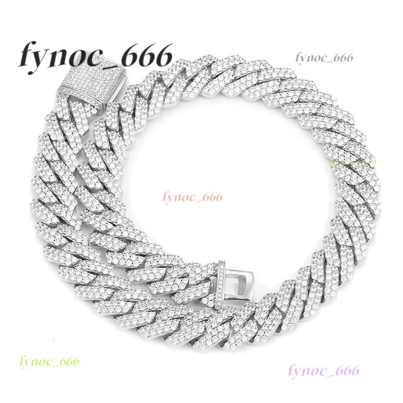 Hip Hop Jewelry 925 Silver 14MM 20MM Two Rows Moissanite Cuban Chain Iced Out Cuban Link Chain in Wholesale Price