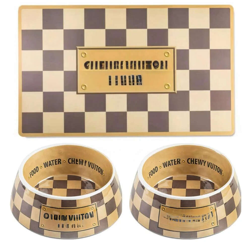 2025 new Dog set Designer Dishwasher Safe Food Grade Non-Skid BPA-Free Malamine Bowls and Durable EVA Feeding Placemats with Fun Brand Parod