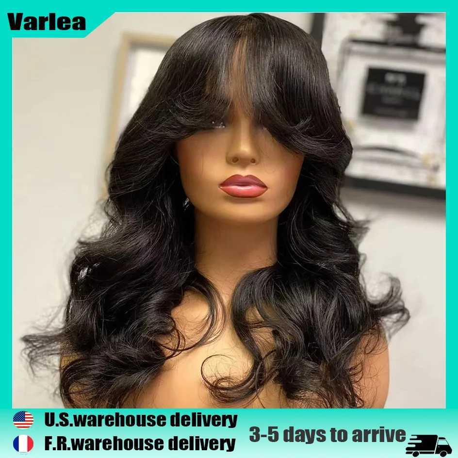 Body Wave Human Hair Wigs with Bangs 3X1 Middle Part Lace Wig Pre Plucked Body Wave Glueless Wig Machine Made Wigs For Women C250922
