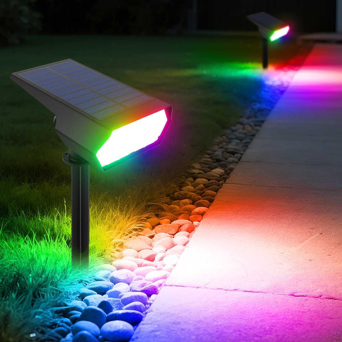 Solar Rechargeable LED Lawn Light Dusk to Dawn Light Sensor Outdoor Garden Path Spotlight For Backyard Yard Landscape Decoraiton C250922