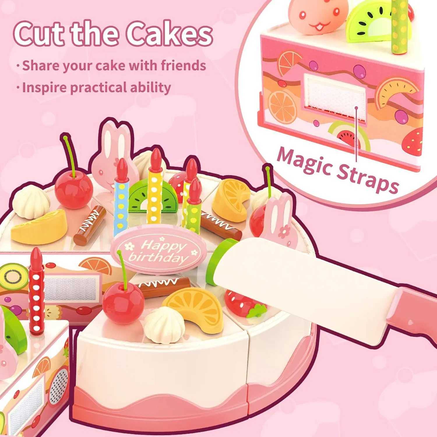 15pcs1set childrens play house simulation kitchen birthday cake toys Kids fruit cutting music DIY creative gift C2509221
