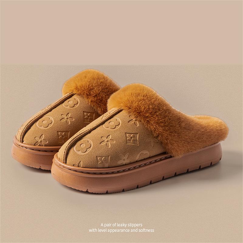 In 2025 Winter new home slippers, fleece warm thick-soled cotton slippers, outdoor and indoor fashionable cotton slippers, free shipping