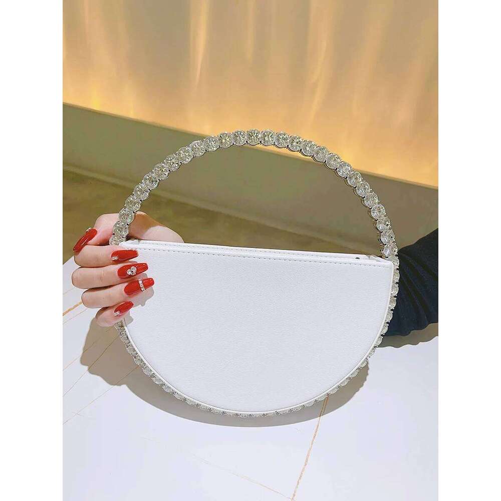 Designer Luxury Rhinestone Round Ring Evening Bag Trendy Faux Leather Clutch Purse Women S Elegant Handbags For Party Prom Wedding Sac Luxe