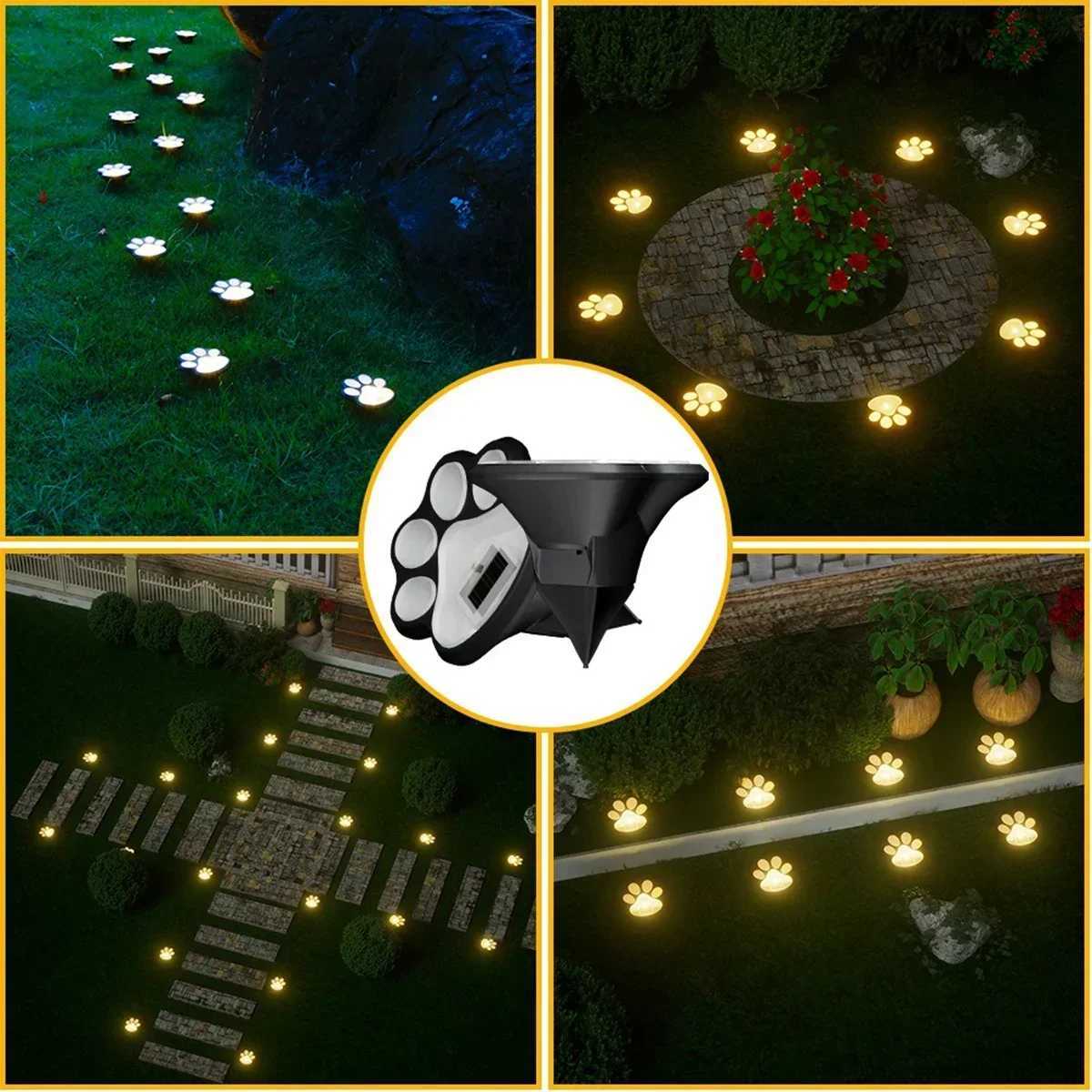 Solar Lawn Light Dog Paw Footprints Stairs Light Outdoor Waterproof Balcony Garden Fence Landscape Decoration Solar Powered Lamp C250922