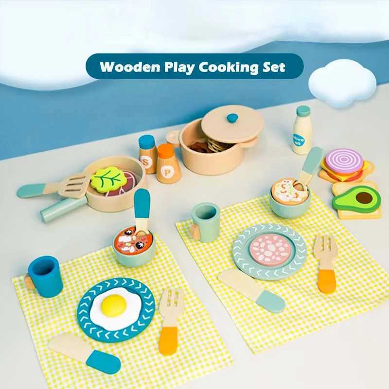 Wooden Kitchen Toys Pretend Play Set Cut Meat Vegetables Simulation Kitchen Playhouse Game Montessori early Educational Toys C250922