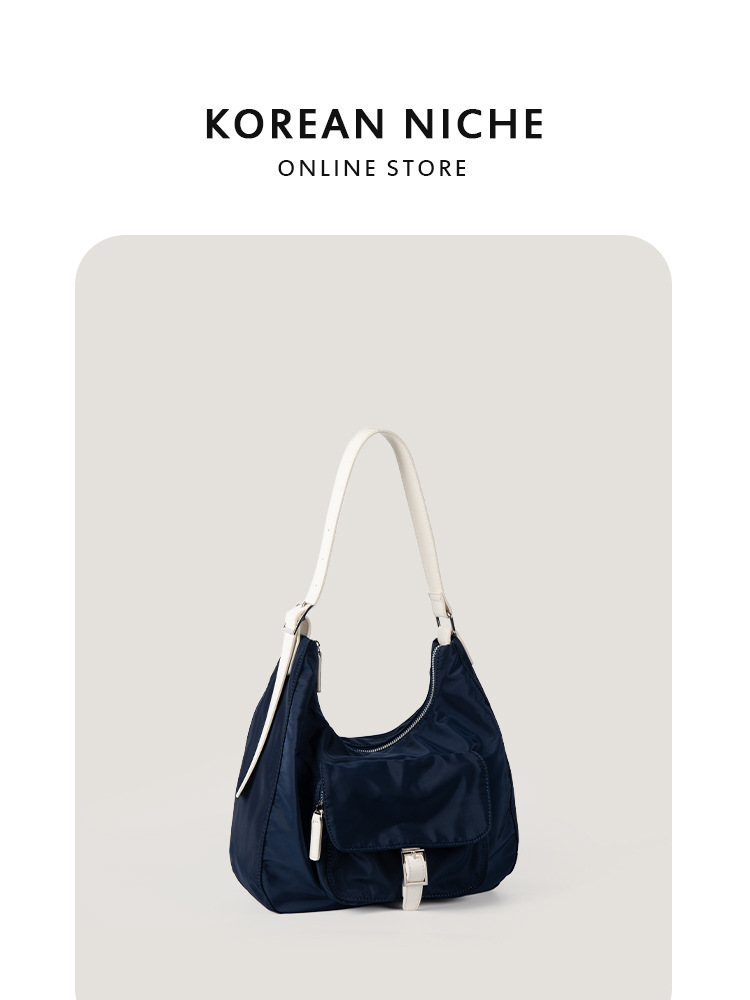 Women's 2025 New Korean Version Unique Design Color Blocking Single Shoulder Armpit Versatile Suitable For Commuting Large Capacity Dumpling-Shap