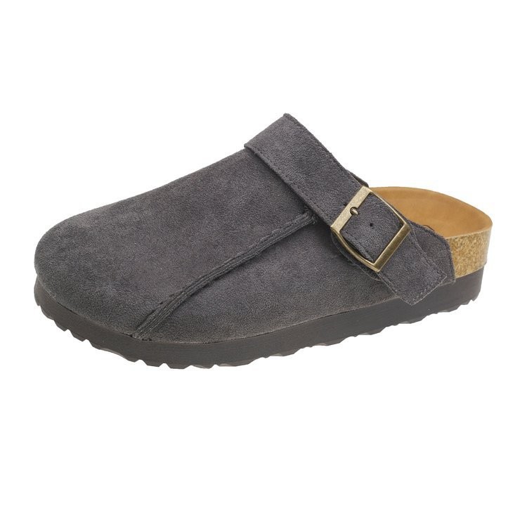 Ladies' 4.5cm Thick Bottom Double Wearing Baotou Slippers 2025 Autumn New Design Versatile Height Increasing Cork Slippers Size 35-41 Free Shippi