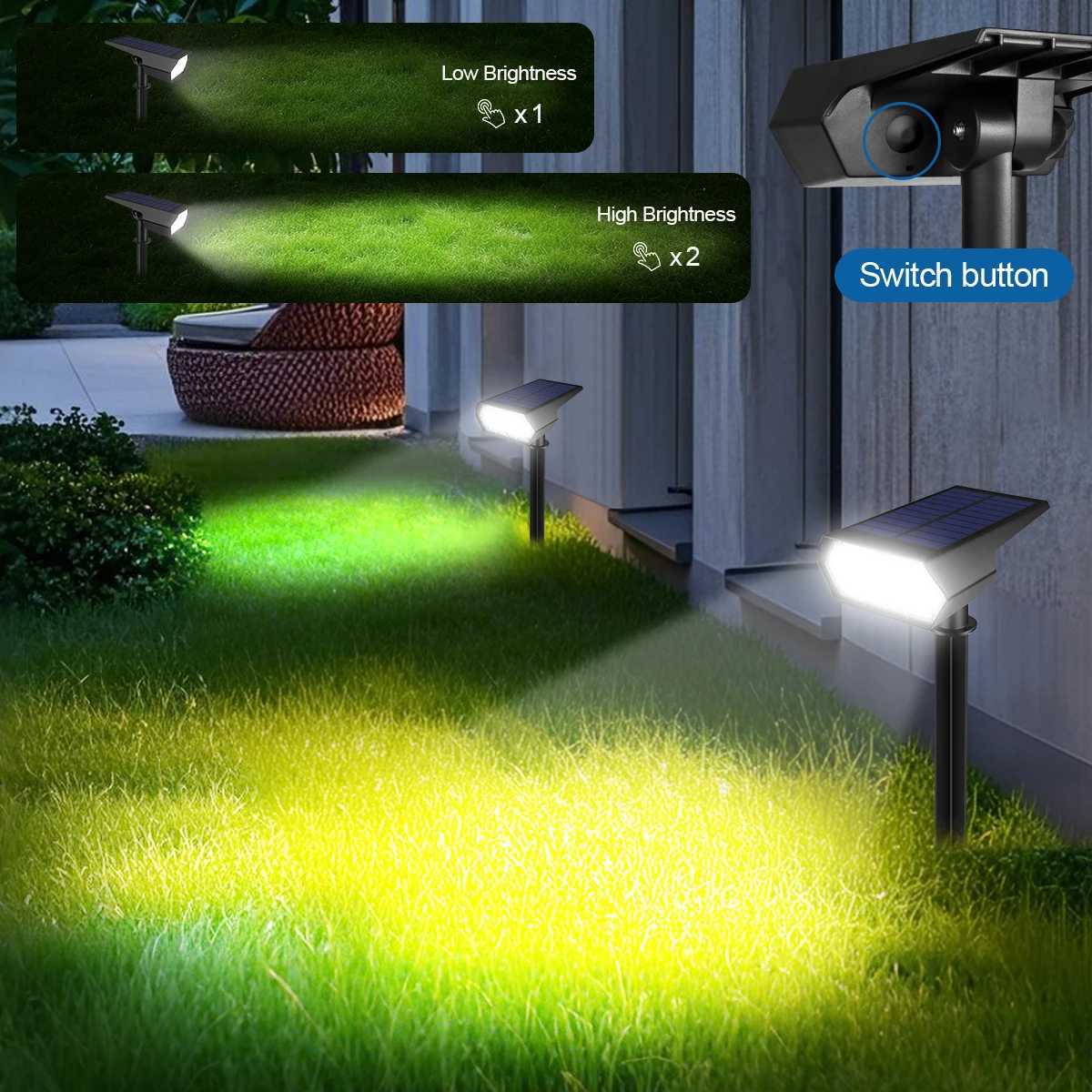 Solar Rechargeable LED Lawn Light Dusk to Dawn Light Sensor Outdoor Garden Path Spotlight For Backyard Yard Landscape Decoraiton C250922