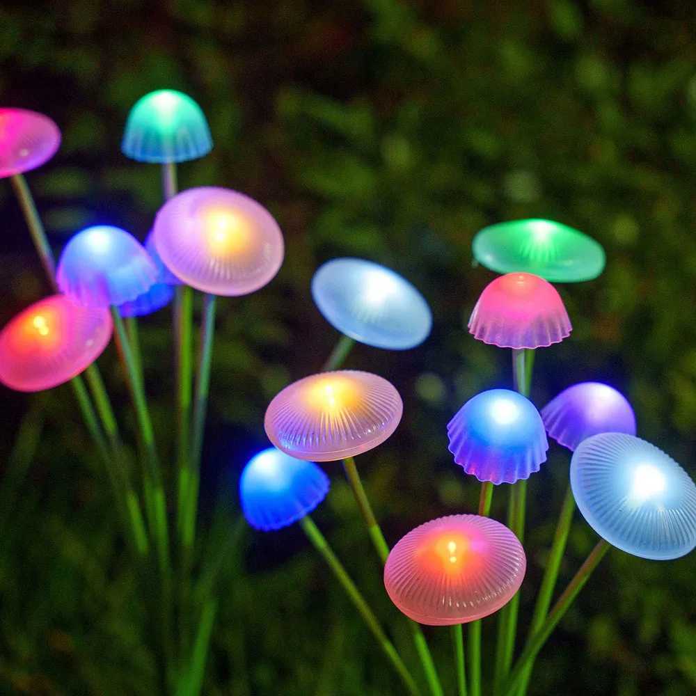 6LED mushroom light solar lawn light courtyard landscape decoration light swaying in the wind cute mushroom light C250922