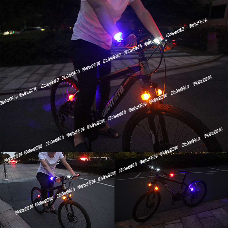 Bicycle Front Light Silicone LED Head Front Rear Wheel Bike Light Waterproof Cycling With Battery Bicycle Accessories Bike Lamp 5 Colors