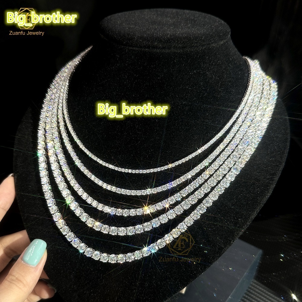 Mens Stylish Baroque Pearl Choker with 925 Silver 10K 14K 18K Gold VVS Moissanite Diamond Stone Trendy Chains