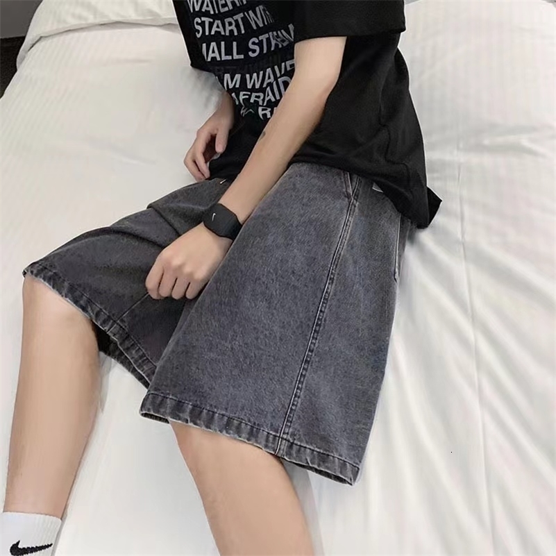 2025 Fashion Streetwear Mens Denim Shorts Summer Loose Vintage Harajuku Splicing Hiphop Cargo Moto Short Jeans Black Blue y250920