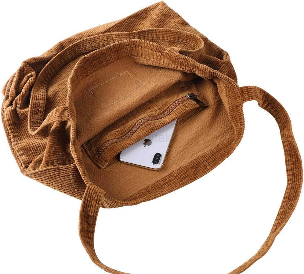 Women Shoulder Handbags Casual Corduroy Shopper Tote Bag Z250922