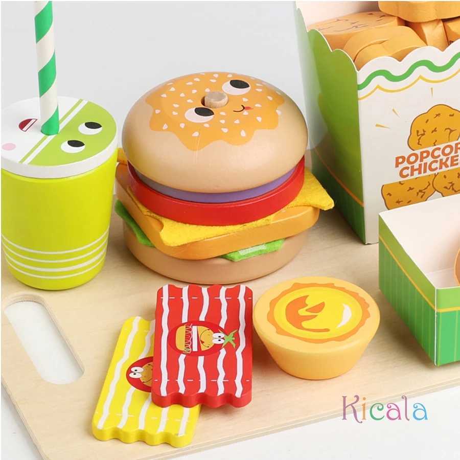 Kids Kitchen Playset Burger Fries Food Play House Games Hamburger Sand Stacking Cooking Kids Pretend Play Toy Christmas Gift C250922