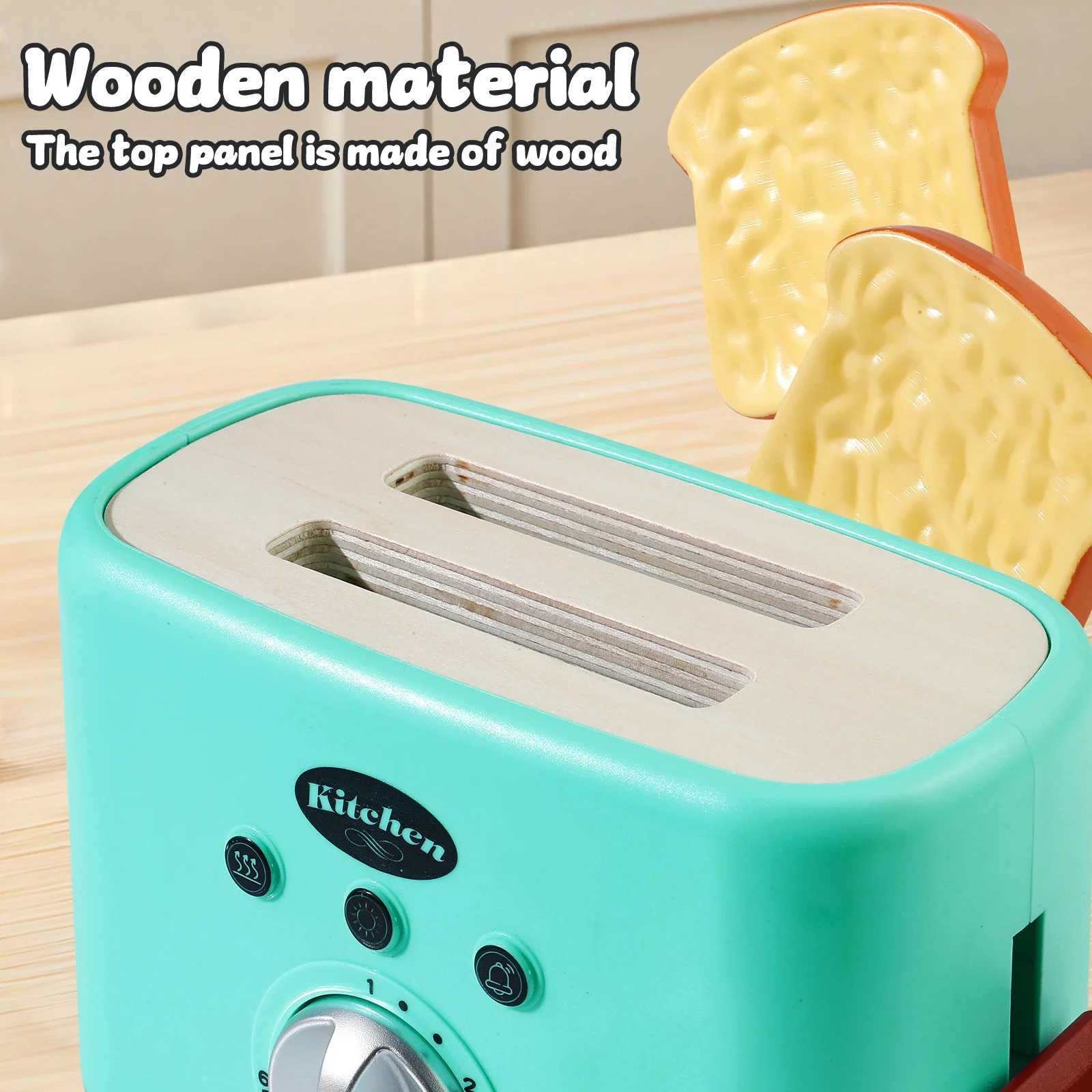 Wooden Toaster Kids Bread Machine Pretend Play Kitchen Toys Set Breakfast Gifts for Girls Boys HalloweenChristmas C250922