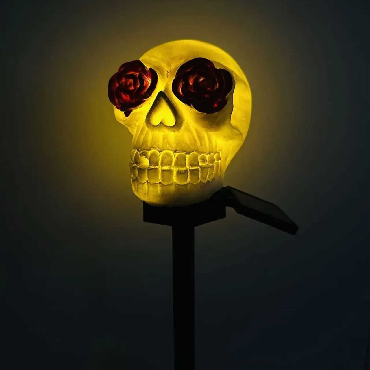 LED Halloween Skull Solar Light Resin Lamp Decoration Holiday House Skull Ground Mounted Lantern Ornament Gift Skull C250922