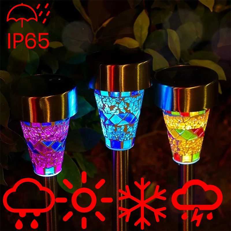 Solar Light Outdoors LED Mosaic Lawn Lamp Waterproof Lampshade Modern Garden Villa Path Landscape Lawn Decorative Night Light C250922