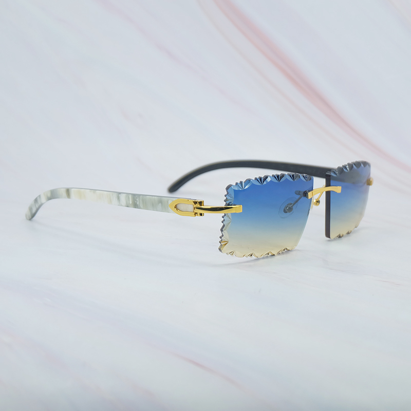 Wave Diamond Cut Sun Glasses Retro Genuine Marble Buffalo Horn Sunglasses Mens Decoration Designer Luxury Carter Stylish Sunglass Drving Shades Eyewear 012 Gold