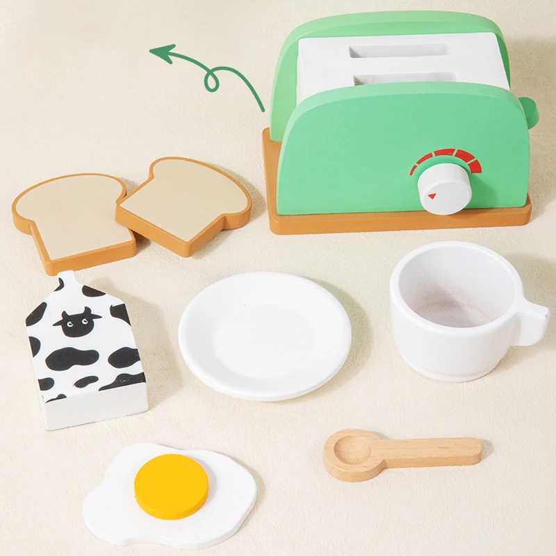 Wooden Kitchen Pretend Play Set Montessori Simulation Plates Dishes Accessories Playset Toy for Toddlers Gifts Ages 3 C250922