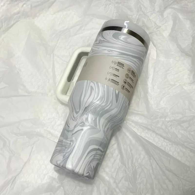 2025 40 oz Tumblers Cup With Handle Insulated Stainless Steel Tumbler Lid Straw Car Travel Mugs Coffee Cups Black for s X250922