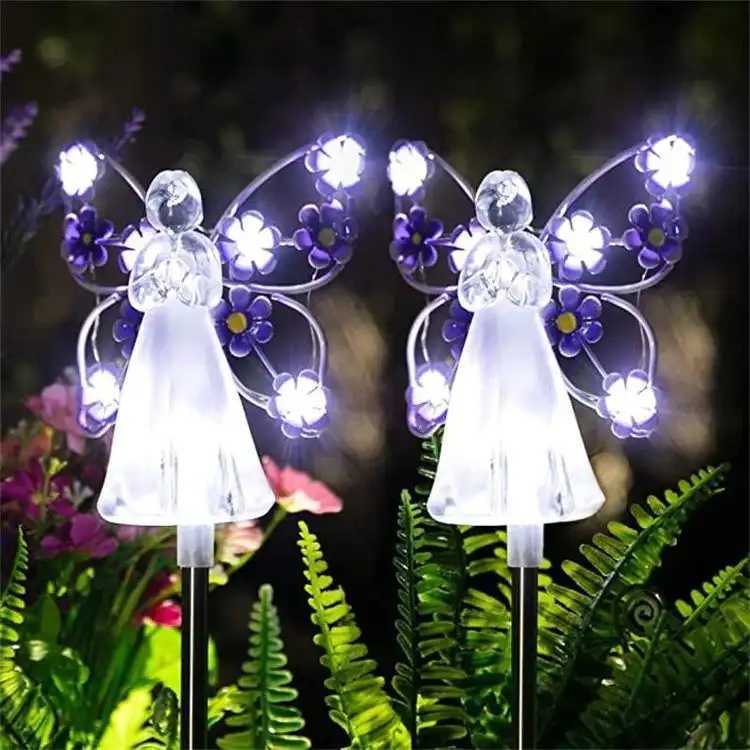 New Solar Angel Lights Outdoor Garden Decoration Landscape Housewarming Gift Cemetery Led Stake Lawn Yard Patio Solar Night Lamp C250922