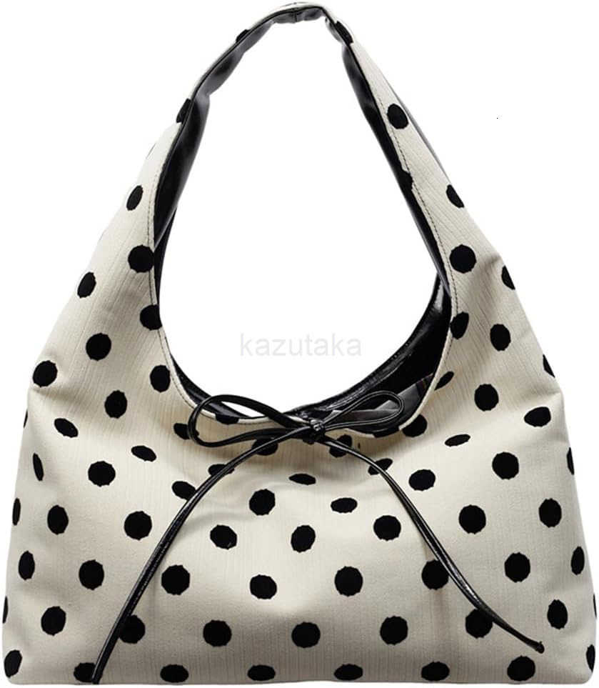 Polka Dot Tote Bag for Women Bow Tie for Women Slouchy Tote Purse Large Shoulder Handbag SaTChel for Travel Work Z250922