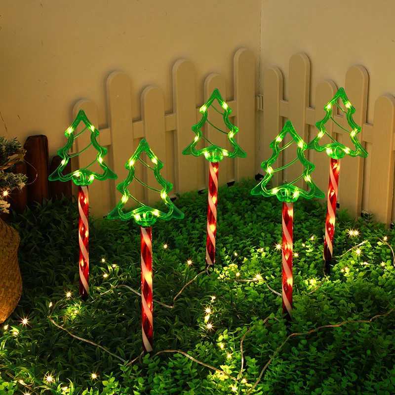 5pcs Christmas Tree Solar Plug Lights For Garden New Year Decoration Festive Atmosphere Light Lawn Lights Driveway Decor C250922