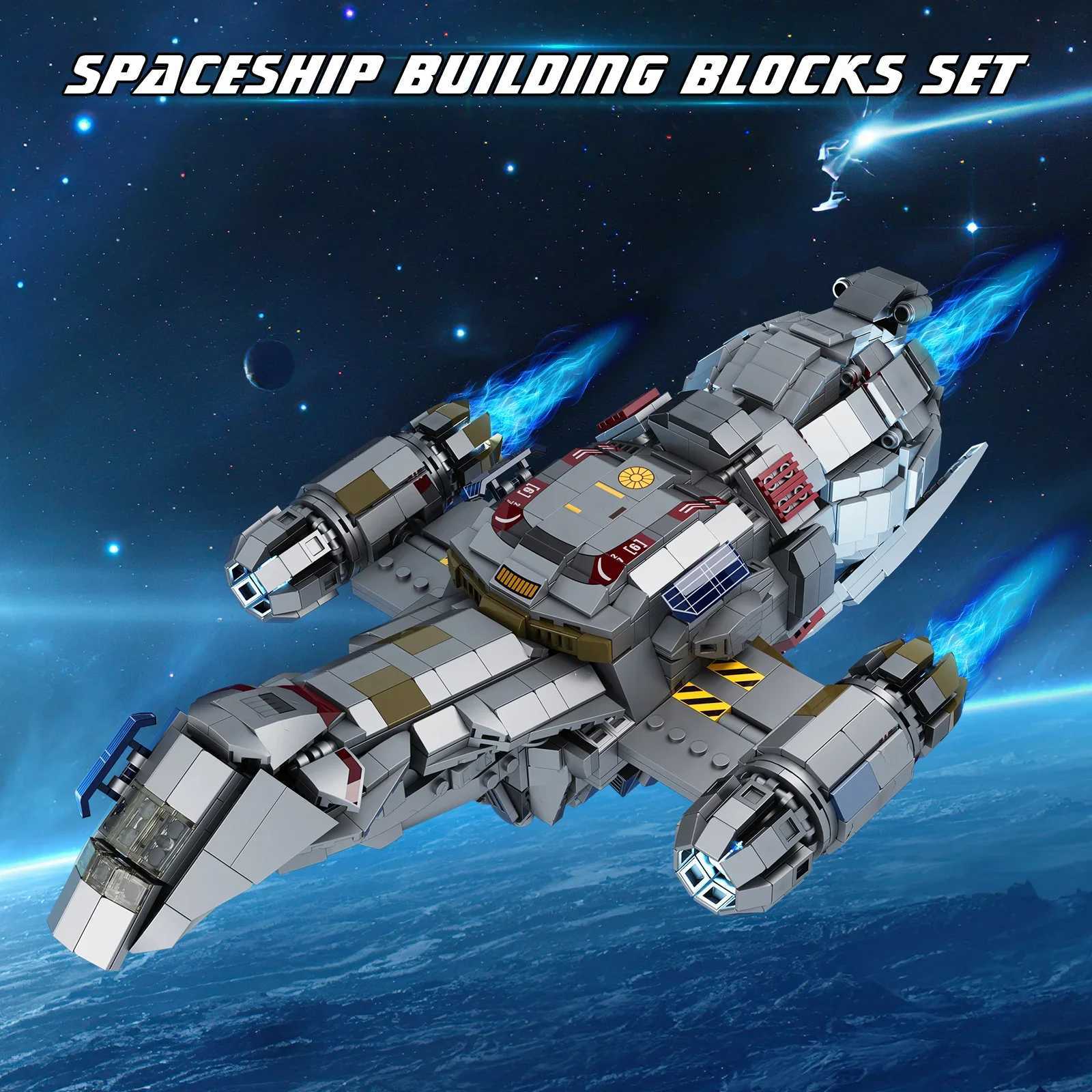 MOC Spaceship Building Blocks Set Transport Ship with Display Stand Movie Collection 1345pcs Bricks Toys for Adts Kids Gifts C251203