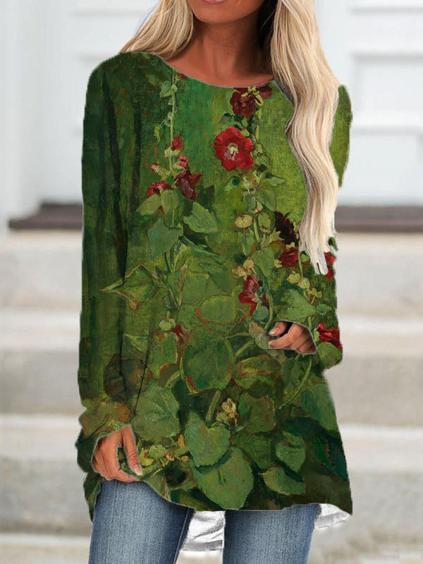 Long sleeve 3D Floral Stitching T-shirt YL23535