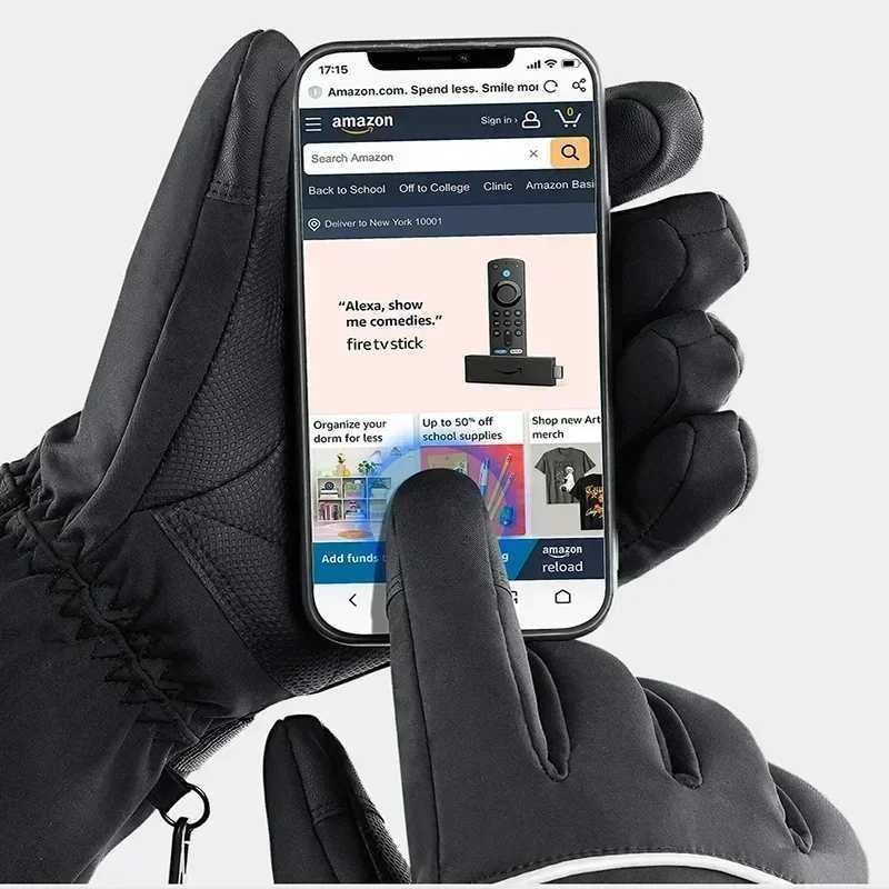 Electric Heated Gloves Touchscreen Heating Thermal Gloves Winter Moto Heated Gloves Outdoor Warm Waterproof Windproof Glove J2509221