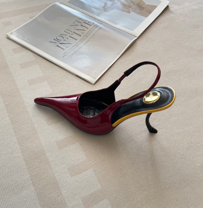 2025S Hot Luxury Designer Brand Sandals Women Slingback Pump Apolline Slingback Pumps Patent Leather With Curved Stiletto Heel And Sexy Pointed Toe