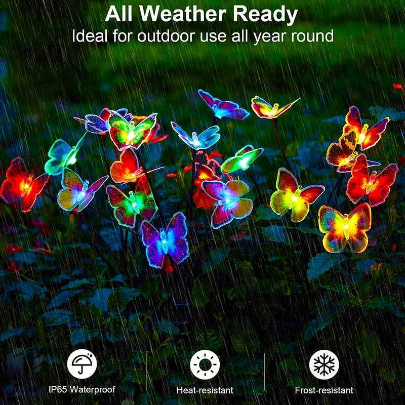Solar Lights Outdoor Waterproof Garden Decor 6LED Butterfly Pathway Lights For Patio Yard Lawn Decor Lamp C250922