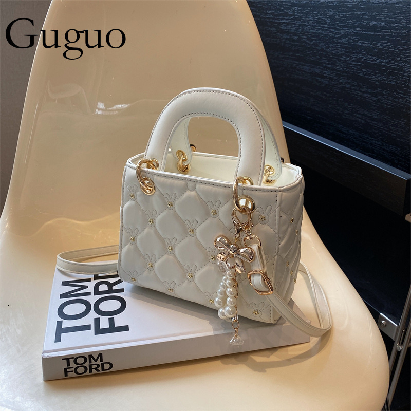 Guguo Designer Bag Quilted Embroidery Small Bag For Women 2025 Summer New Fashionable Single Shoulder Crossbody Luxury Bag Bag Stylish Handheld Small 