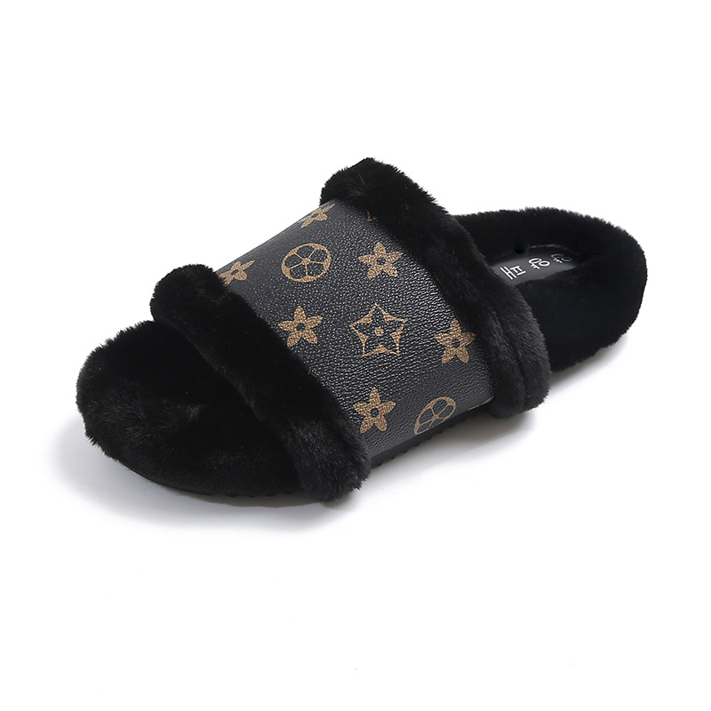 Hot new free shipping designer slippers for womens cotton slippers brown beige black khaki Flat bottomed casual versatile with thick velvet and warm c
